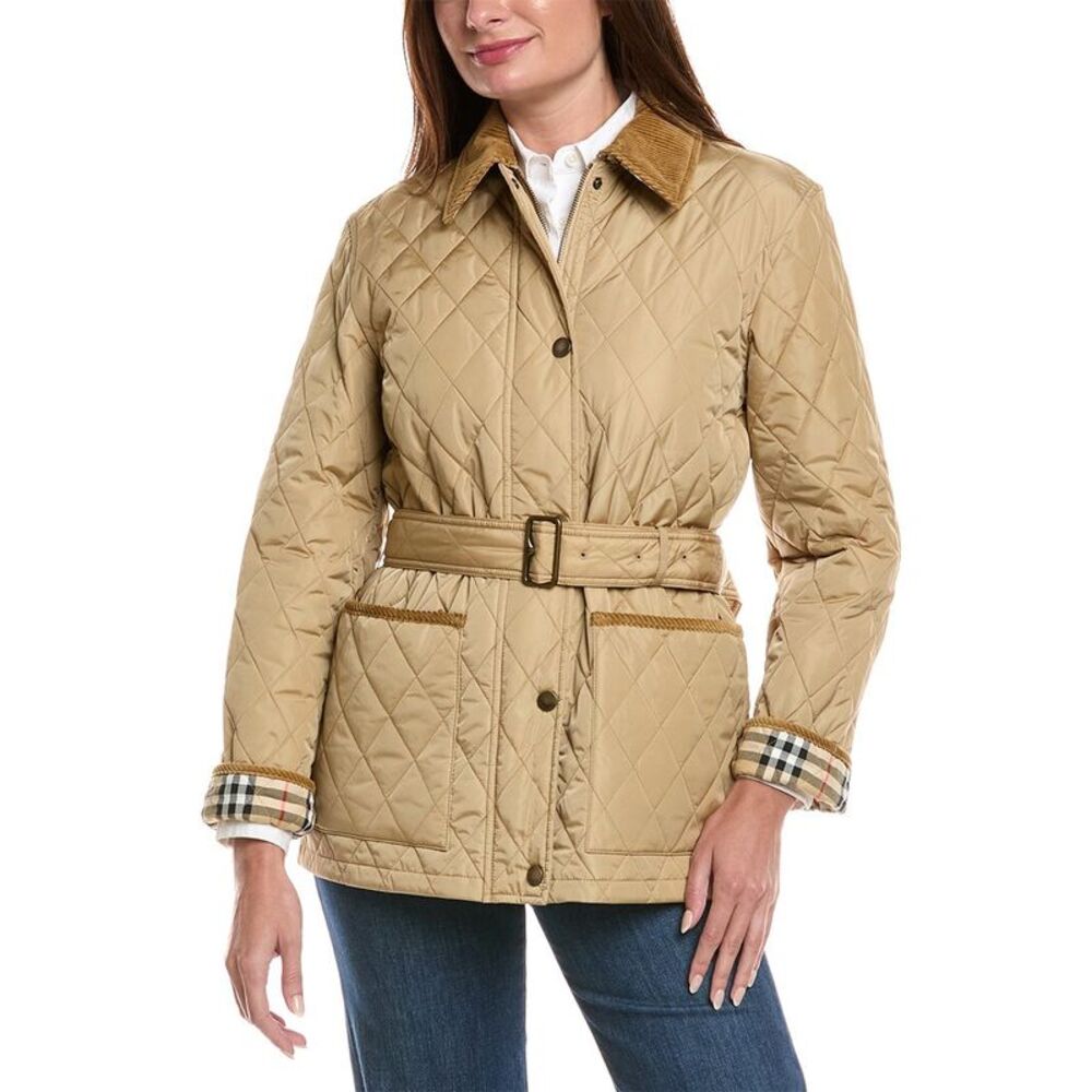 Burberry Womens  Quilted Coat, Beige